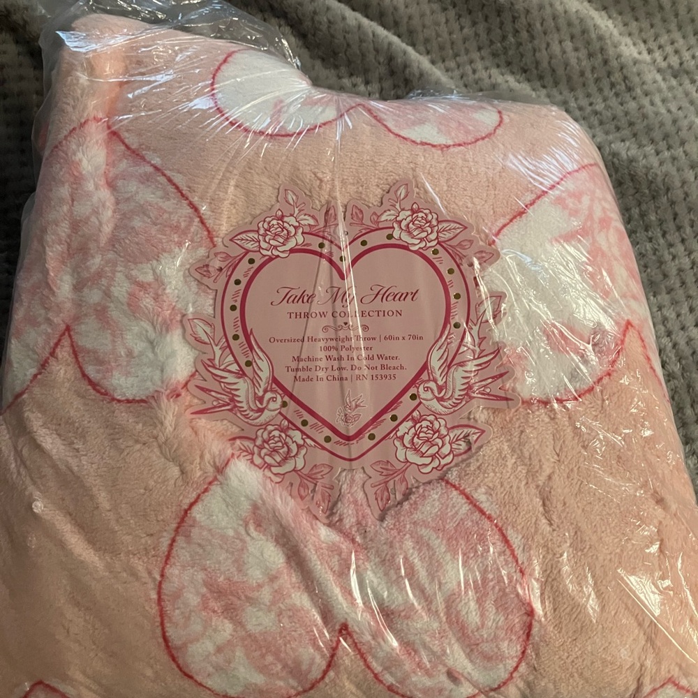 Take my Heart Pink with hearts Blanket